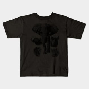 Africa's Iconic Big Five Wildlife Artwork Kids T-Shirt